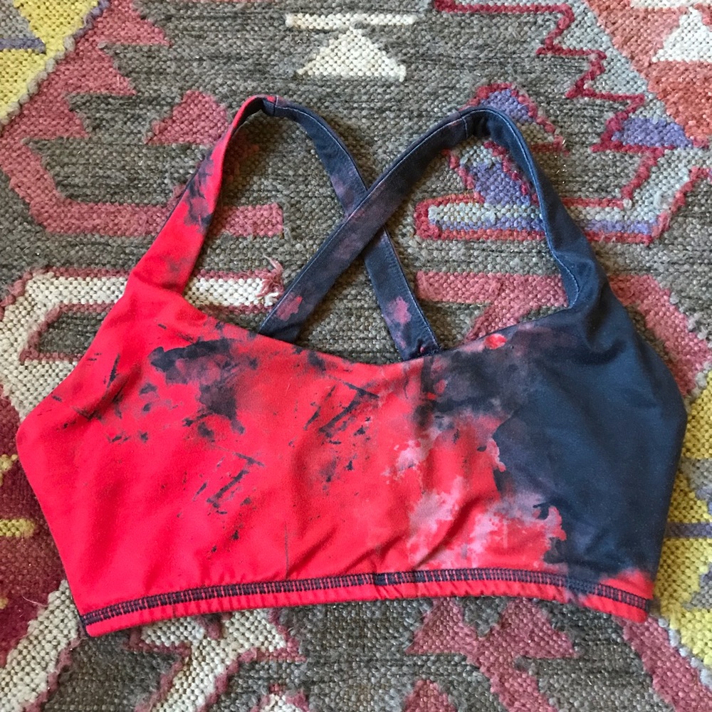 Cute red and black yoga or workout bra